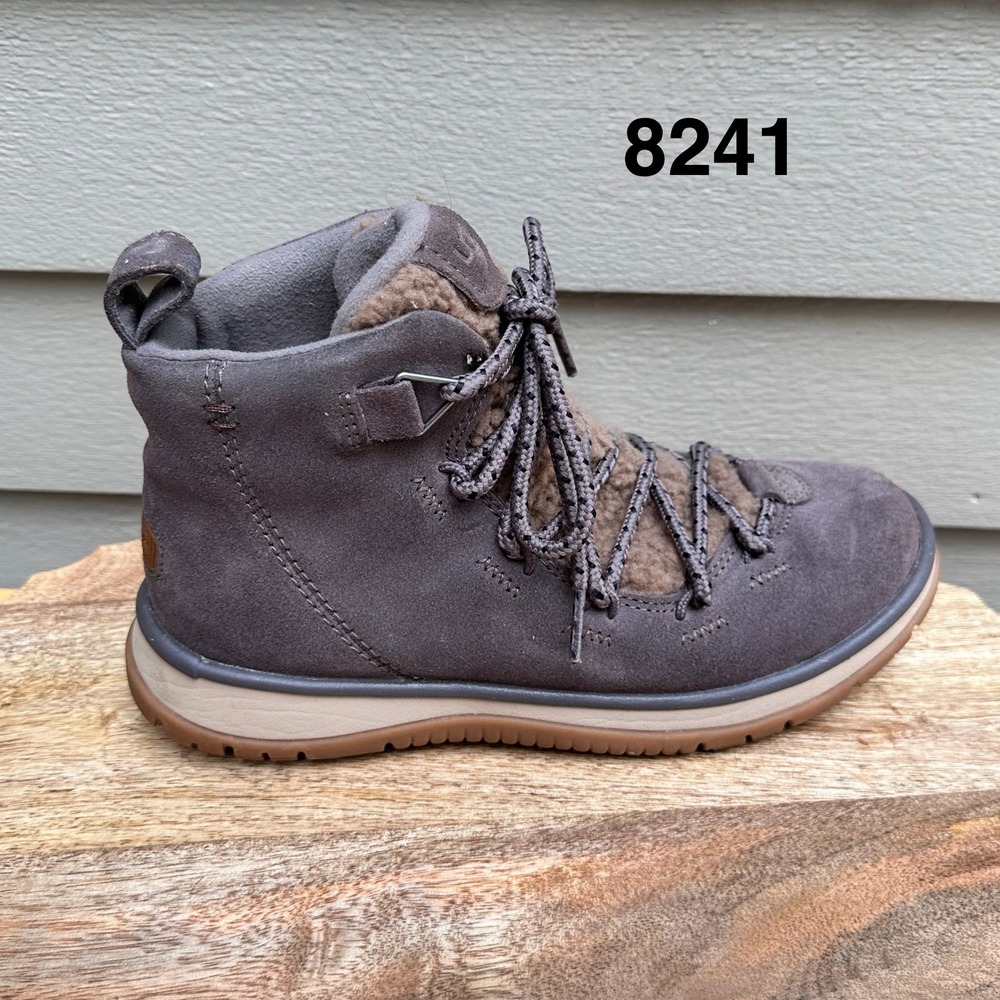 UGG Lakeside Heritage Grey Suede Faux Shearling Hiker Boots 1121020 Womens 5.5